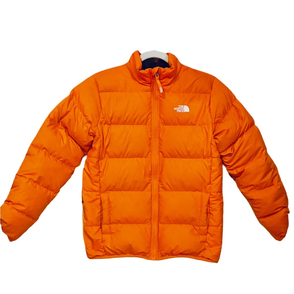 The North Face Reversible Orange & Dark Steel Gray/Black Quilted Jacket Sz 14/16
